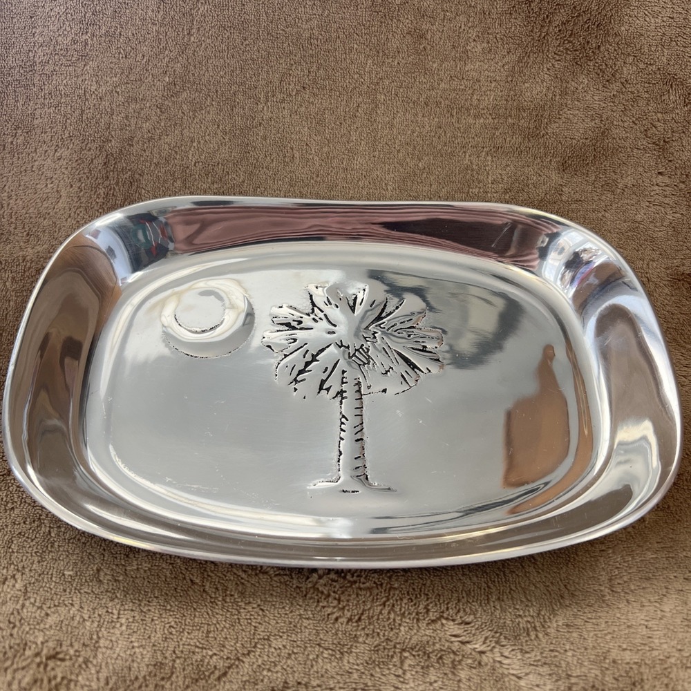 Wilton‎ Armetale Bread Tray Pewter South Carolina Logo 9x6 Palm Tree Moon